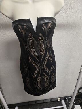 Guess Black and Nude Strapless Mini Dress
